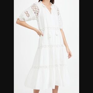 En Saison Women's Tiered Lace Detail Midi Dress in White